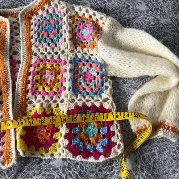 Handmade Multicolour Crochet Patchwork Cardigan - Picture 6 of 6